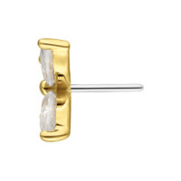 14K Gold Moissanit Schmetterlingsaufsatz Goldener Schmetterlingsaufsatz mit klaren Kristallen auf weißem Hintergrund