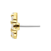 14K Gold Moissanit Wreath Aufsatz Goldener Push-Fit Aufsatz mit klaren Moissanit-Kristallen auf weißem Hintergrund