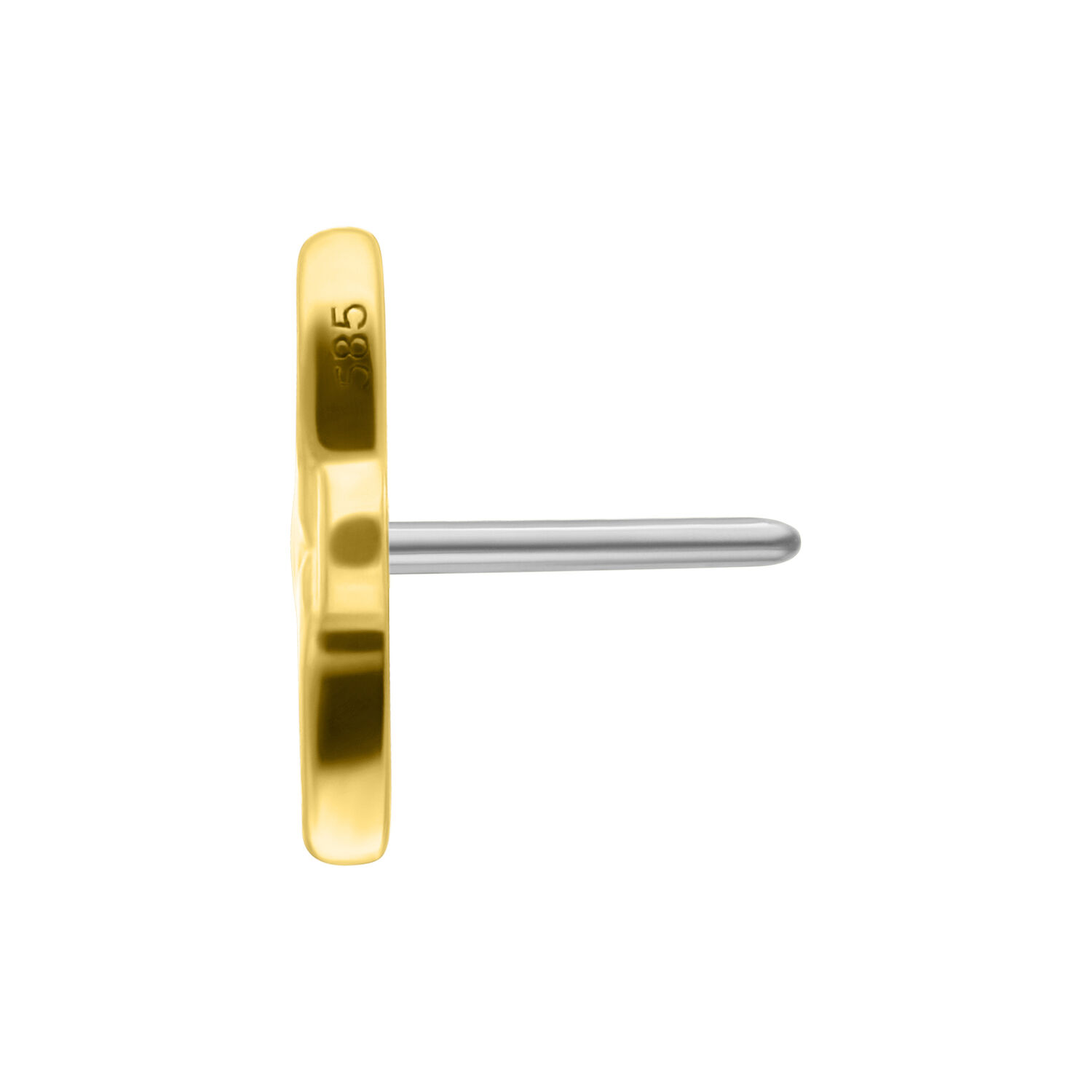14K Gold Lotus Aufsatz für Piercing Goldener Lotus-Aufsatz mit Push-Fit Gewinde auf weißem Hintergrund