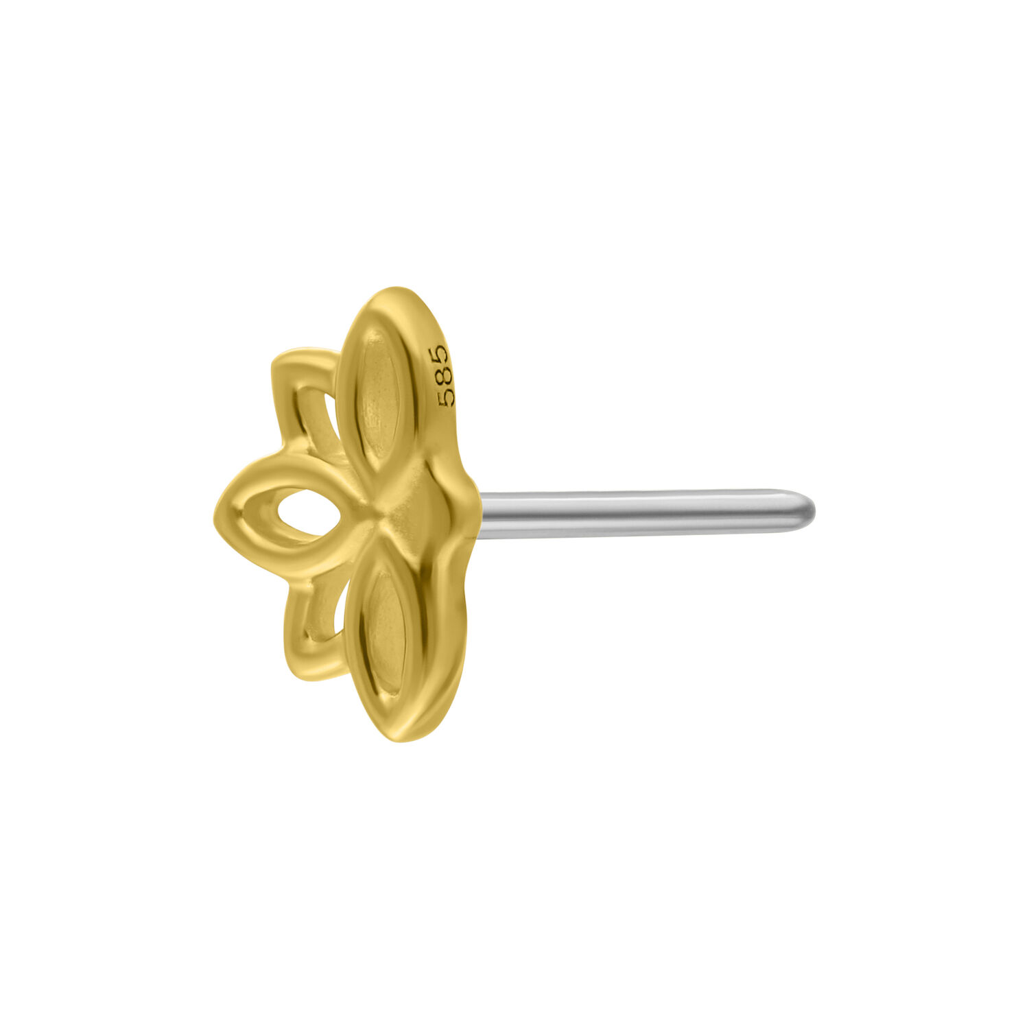 14K Gold Lotus Aufsatz für Push Fit Goldener Lotus-Aufsatz, Push Fit, auf weißem Hintergrund