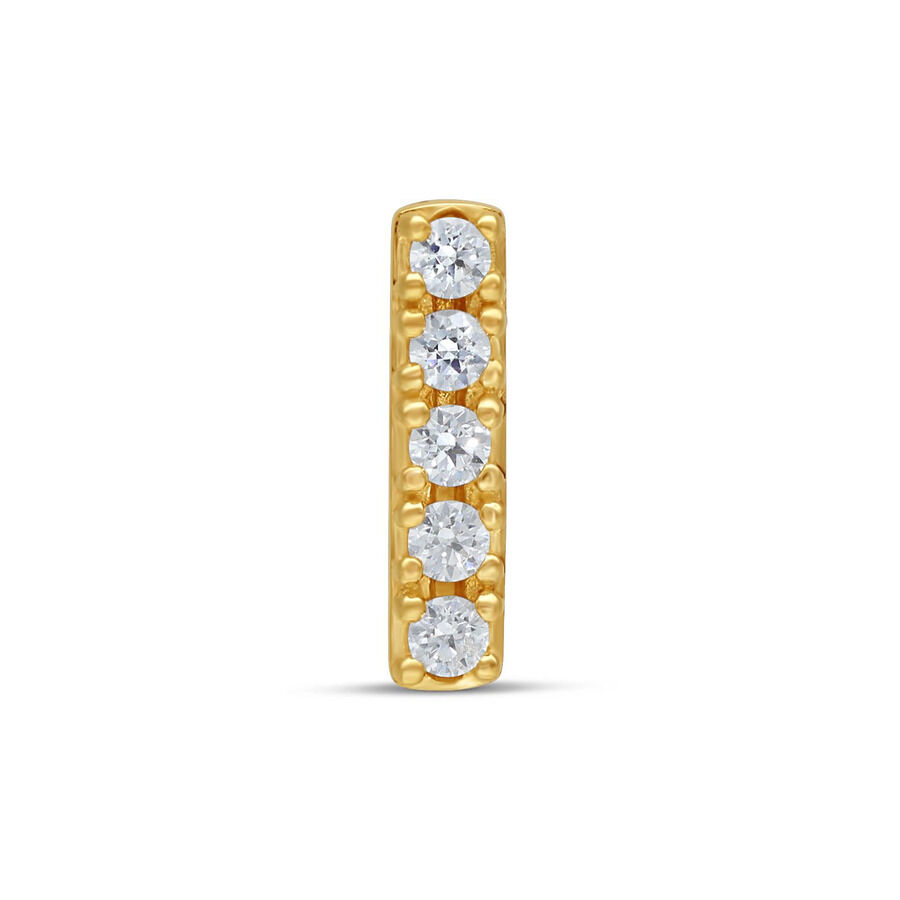 14K Gold Piercingaufsatz mit 5 klaren Kristallen Goldener Piercingaufsatz mit fünf klaren Kristallen auf weißem Hintergrund