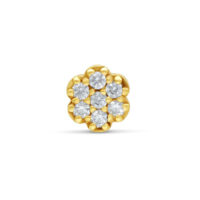 14K Gold Kristallaufsatz mit klarem Kristall Goldener Aufsatz in Blumenform mit klaren Kristallen auf weißem Hintergrund