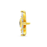 Seitliche Ansicht eines 14K Gold Kristallstern Aufsatzes mit klarem Kristall auf weißem Hintergrund