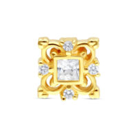 14K Gold Oriental Flower Aufsatz mit Kristallen Goldener Aufsatz in Blumenform mit klaren Kristallen auf weißem Hintergrund