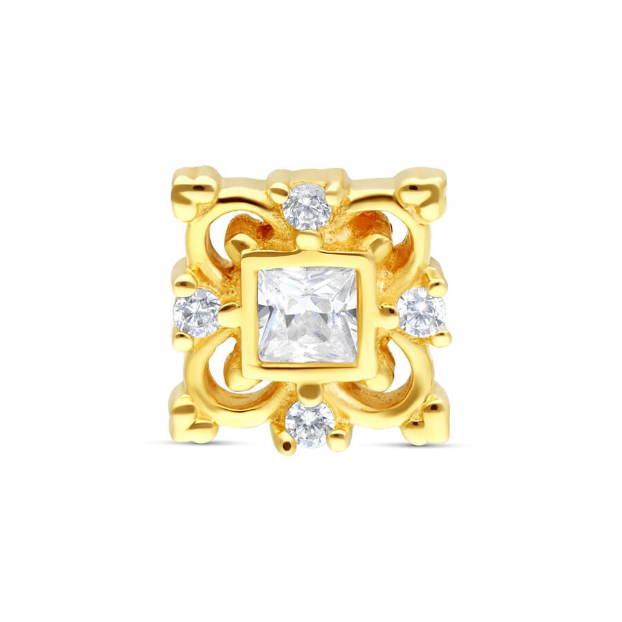14K Gold Oriental Flower Aufsatz mit Kristallen Goldener Aufsatz in Blumenform mit klaren Kristallen auf weißem Hintergrund