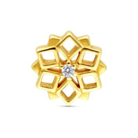 14K Gold Kaleidoskop Aufsatz mit Kristall Goldener Kaleidoskop Aufsatz aus 14K Gold mit klarem Kristall auf weißem Hintergrund