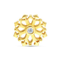 14K Gold Schneeflockenaufsatz mit Kristall Goldener Schneeflockenaufsatz aus 14K Gold mit klarem Kristall auf weißem Hintergrund
