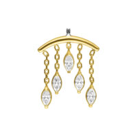 Goldener Helix Piercing Aufsatz mit fünf klaren Kristallanhängern