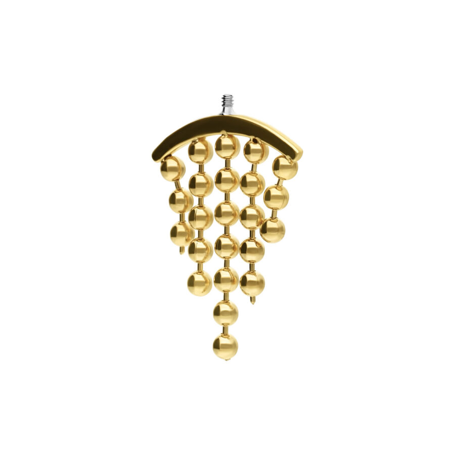 Goldener Helix Piercing Aufsatz mit klaren Kristallen auf weißem Hintergrund