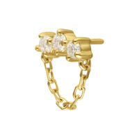 14K Gold Moissanit Aufsatz mit Kette Goldener Aufsatz mit Moissanitsteinen und Kette auf weißem Hintergrund