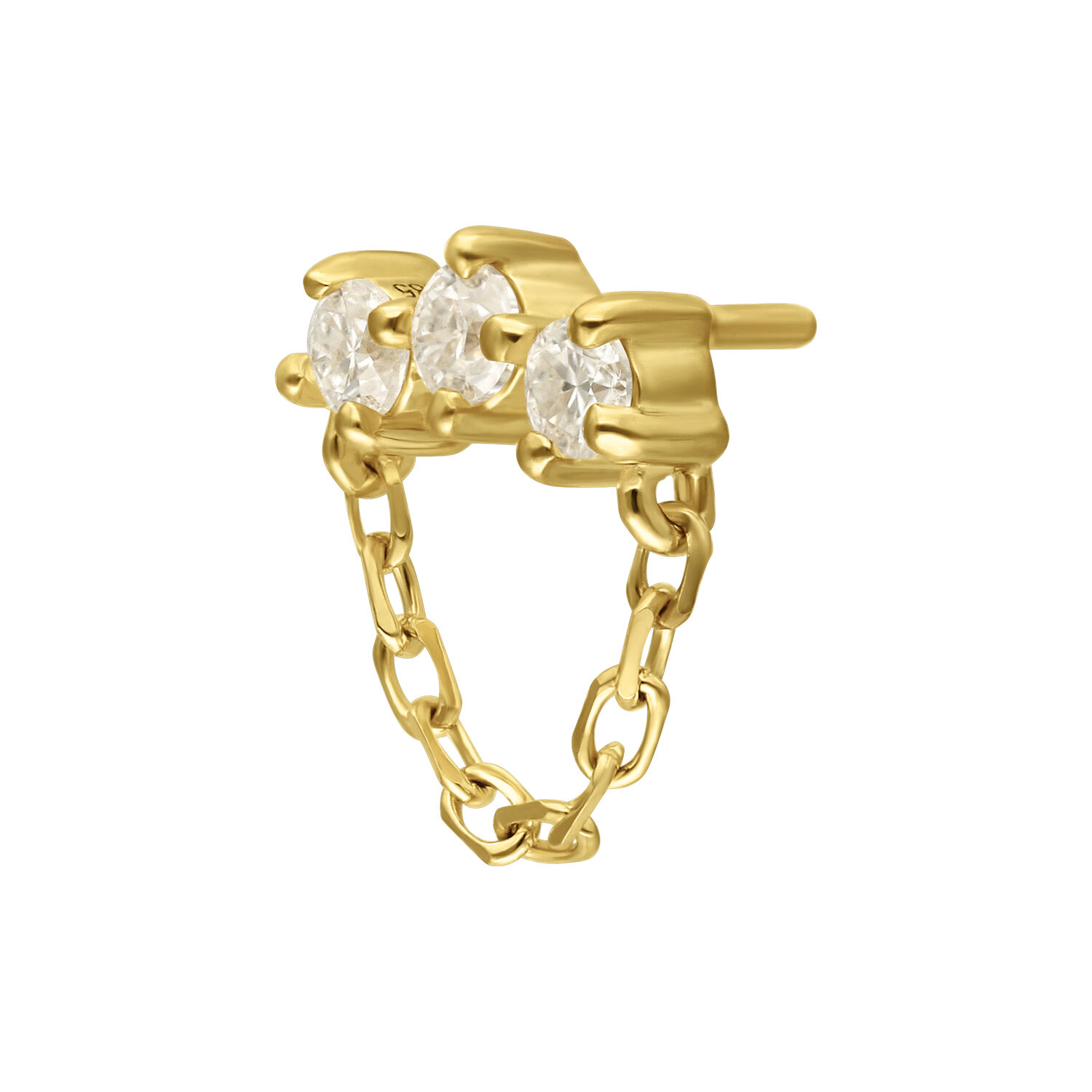 14K Gold Moissanit Aufsatz mit Kette Goldener Aufsatz mit Moissanitsteinen und Kette auf weißem Hintergrund