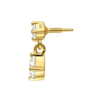 14K Gold Moissanit Aufsatz mit Anhänger Goldener Aufsatz mit Moissanit-Kristall und Anhänger auf weißem Hintergrund