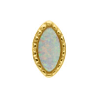 14K Gold Ovaler Opal-Aufsatz Ovaler synthetischer Opal in Goldfassung auf weißem Hintergrund