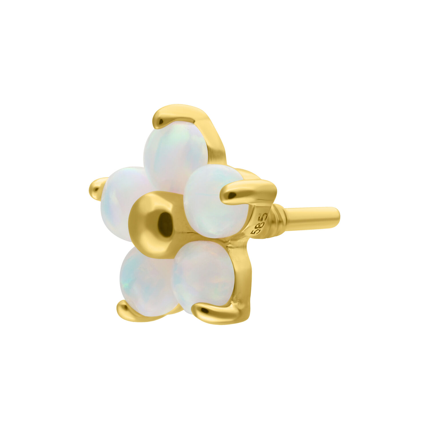 Goldener Blume Aufsatz mit synthetischem Opal auf weißem Hintergrund