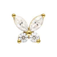 14K Gold Moissanit Schmetterling Aufsatz Goldener Schmetterling Aufsatz mit klaren Moissanit-Kristallen