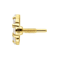 14K Gold Moissanit Aufsatz mit Innengewinde Goldener Aufsatz mit Moissanit-Steinen und Innengewinde auf weißem Hintergrund