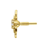14K Gold Moissanit Blumenaufsatz Goldener Blumenaufsatz mit Moissanit auf weißem Hintergrund