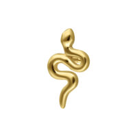 14K Gold Schlangenaufsatz für Piercings Goldener Schlangenaufsatz aus 14K Gold auf weißem Hintergrund