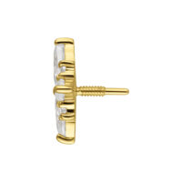 14K Gold Moissanit Aufsatz seitlich Seitliche Ansicht eines goldenen Moissanit Aufsatzes mit Innengewinde auf weißem Hintergrund