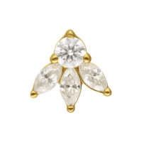 14K Gold Moissanit Lotus Aufsatz Goldener Lotus-Aufsatz mit Moissanit-Steinen auf weißem Hintergrund