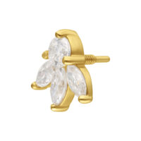14K Gold Moissanit Lotus Aufsatz Goldener Lotus-Aufsatz mit Moissanit-Steinen auf weißem Hintergrund