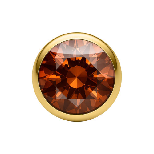 Goldene Kristallkugel mit Karamellfarbe, 3.0 mm, auf weißem Hintergrund