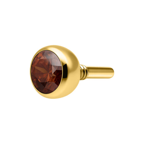 Goldene 3,0 mm Kristallkugel mit Karamellfarbe auf weißem Hintergrund