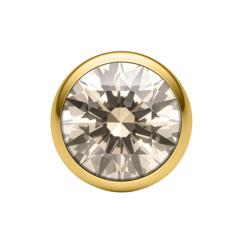 Goldene Kristallkugel 2,5 mm mit Fancy Champagne Farbe auf weißem Hintergrund