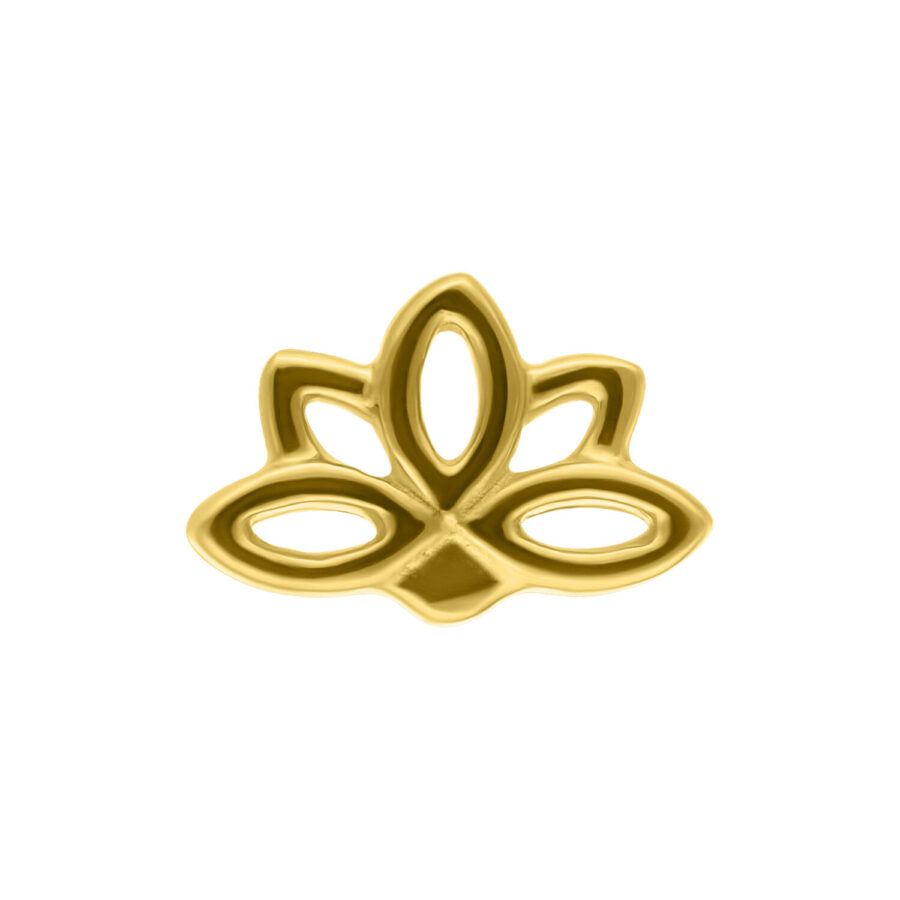 Goldener Lotus-Aufsatz aus 14K Gold auf weißem Hintergrund
