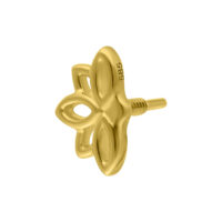 14K Gold Lotus Aufsatz für Piercings Goldener Lotus Piercingaufsatz aus 585er Gold auf weißem Hintergrund