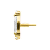 14K Gold Moissanit-Aufsatz seitlich Seitlicher Blick auf 14K Gold Moissanit-Aufsatz mit Innengewinde