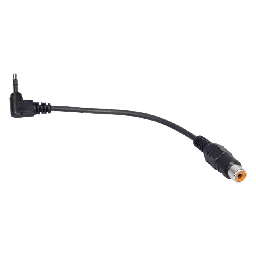 Schwarzes HAWK Adaptor Kabel 3.5mm Cinch Schwarzes HAWK Adaptor Kabel mit 3.5mm Cinch-Steckern auf weißem Hintergrund