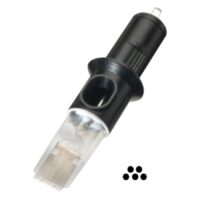 Schwarzer Nadelkopf mit 5 Nadeln und 0.35 mm Stärke auf weißem Hintergrund