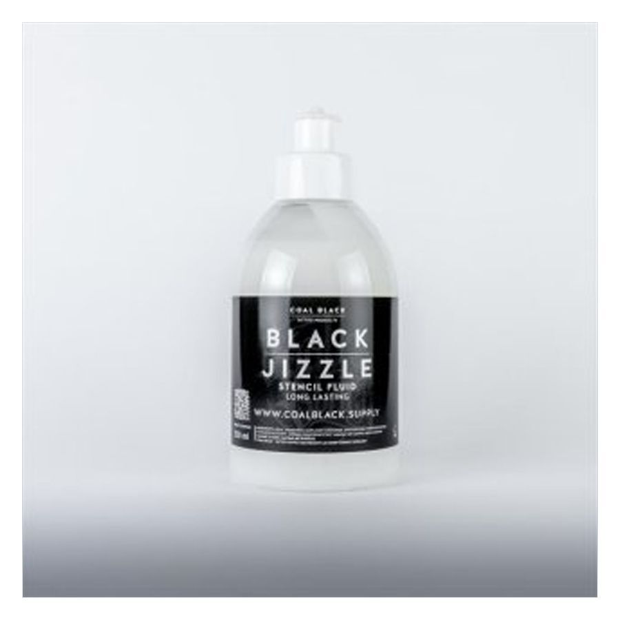 Tattoo-Zubehör Black Jizzle 250 ml 250 ml Flasche Black Jizzle Tattoo-Zubehör auf weißem Hintergrund