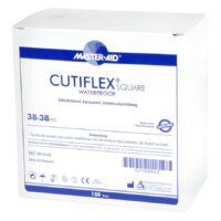 Cutiflex Square Pflaster 38x38mm wasserdicht Weiße Verpackung mit Master Aid Cutiflex Square Pflaster, 38x38mm, transparent, wasserdicht