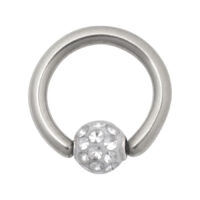 Silberner Titan Clip in Ring mit kristallklarer Kugel, 6,0 mm Durchmesser