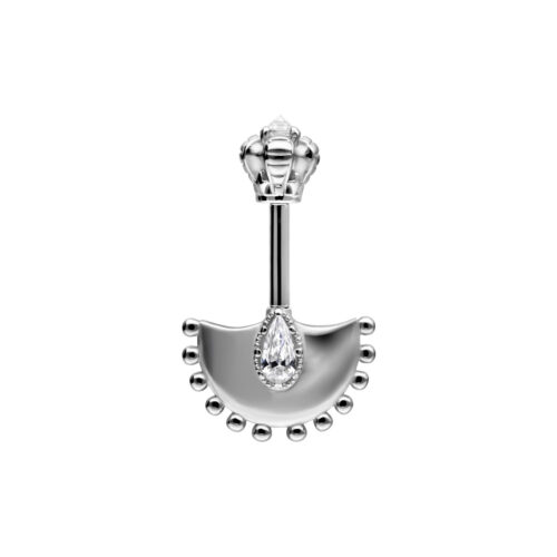 Silberner Helix Barbell mit klarem Kristall auf weißem Hintergrund
