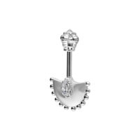 Vertikales Helix Barbell Silber mit Kristall Silbernes vertikales Helix Barbell mit klarem Kristall auf weißem Hintergrund