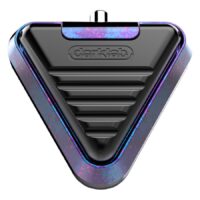 Delta Footswitch Cosmic Storm in Pink-Blau Dreieckiger Fußschalter aus Aluminium, schwarz mit pink-blauen Akzenten