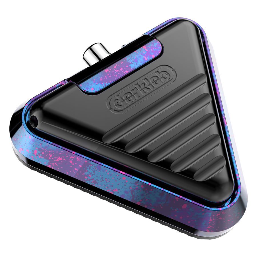 Delta Footswitch Cosmic Storm, Aluminium, Pink/Blau Delta Footswitch in dreieckiger Form, schwarz mit pink-blauen Akzenten, Aluminium