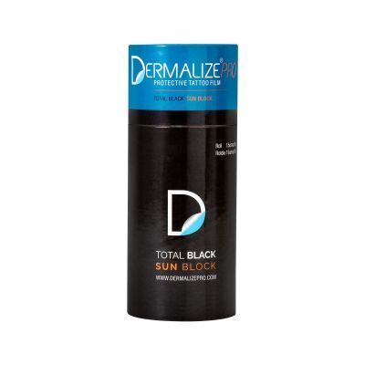 Dermalize® Pro Roll - Schwarzer Folienverband Schwarze Dermalize® Pro Roll Folie, 15 cm x 10 m auf weißem Hintergrund