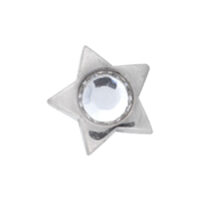 Kristallklarer Sternaufsatz für Innengewinde Silberner Sternaufsatz mit kristallklarem Stein auf weißem Hintergrund