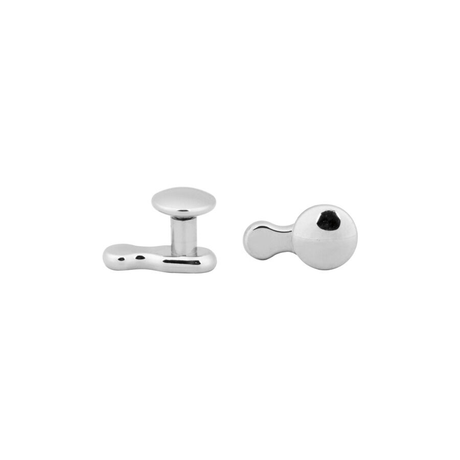 Silberner Titan Dermal Anchor ohne Löcher Silberner Dermal Anchor aus Titan auf weißem Hintergrund, seitliche Ansicht