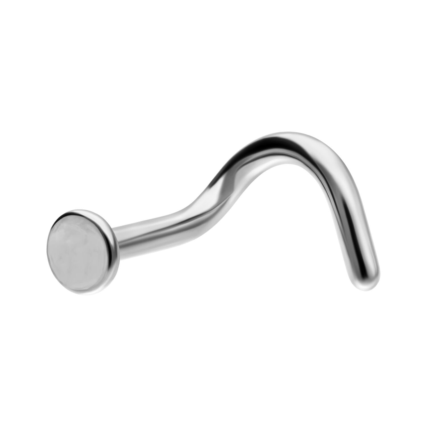 Silberner Titan Nasenstecker Unisex Silberner, gebogener Titan-Nasenstecker auf weißem Hintergrund