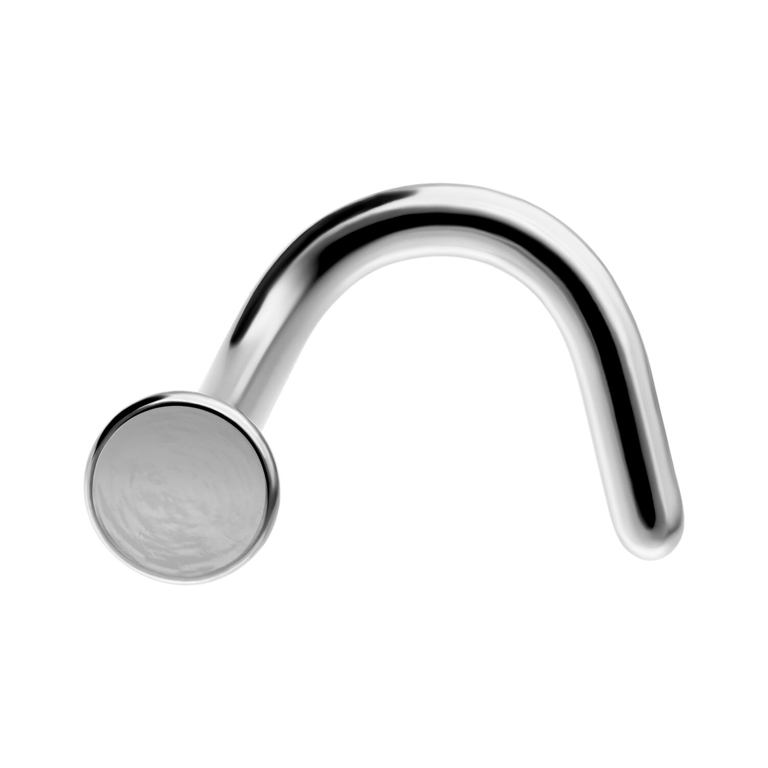 Nasenstecker aus Titan in Silber Silberner Nasenstecker aus Titan auf weißem Hintergrund