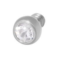 Titan Aufsatz mit Kristallklaren Stein, 1,2mm Silberner Titan Piercingaufsatz mit kristallklarem Stein, 1,2mm Gewinde