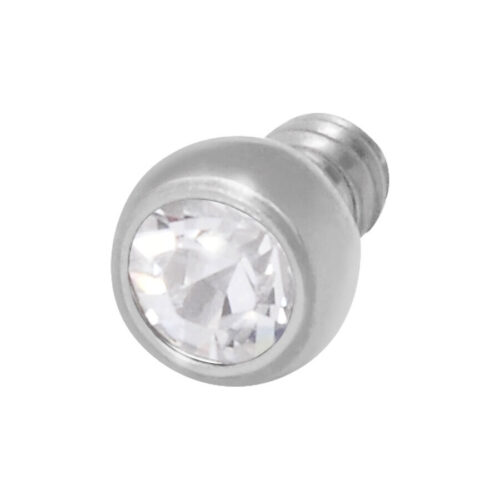 Silberner Titan Piercingaufsatz mit kristallklarem Stein, 1,2mm Gewinde