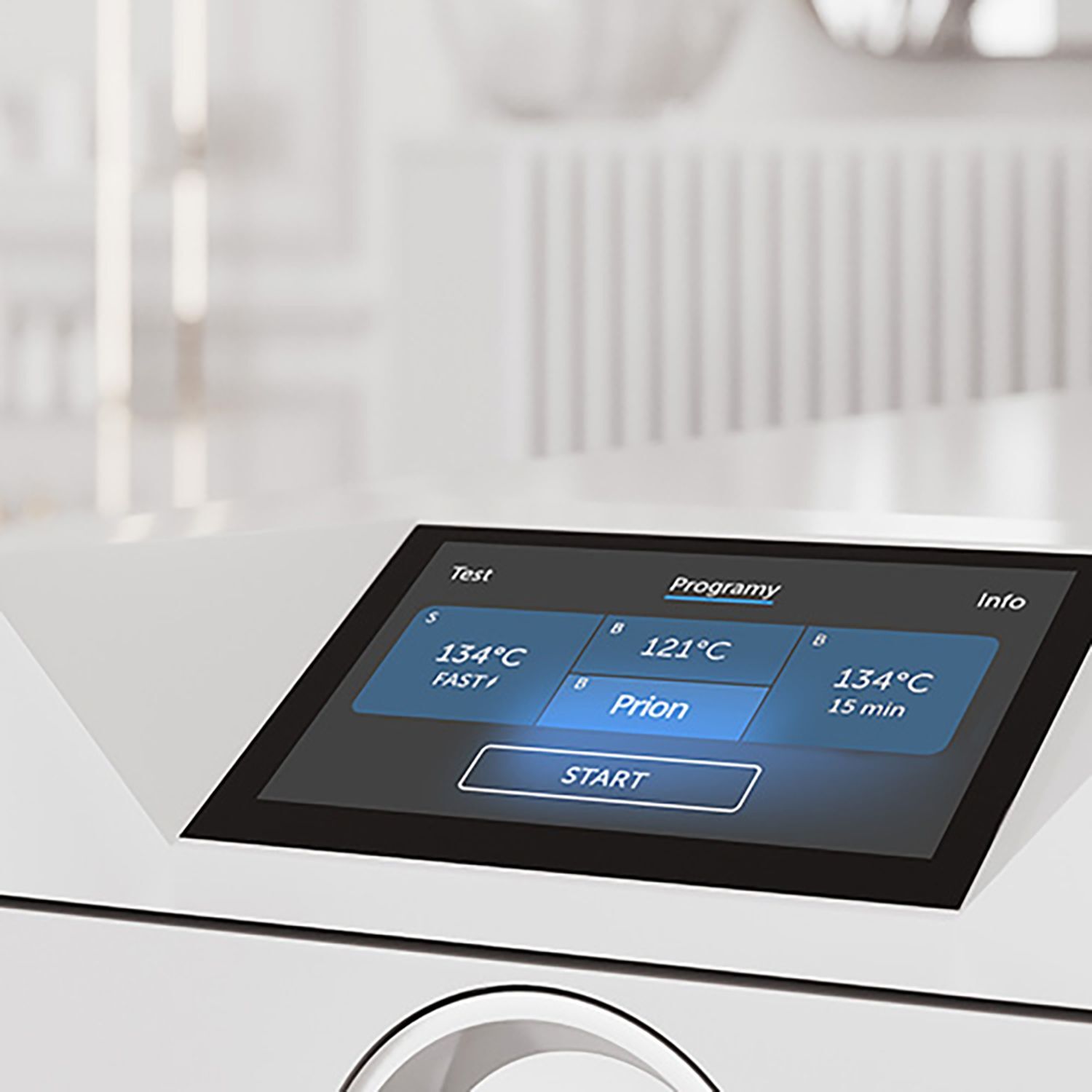 Enbio Autoklav Pro mit digitalem Display Nahaufnahme des Enbio Autoklav Pro mit digitalem Display auf weißem Hintergrund