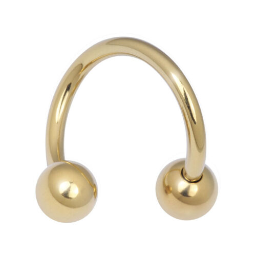 Goldene linksdrehende Bodyspirale aus Titan mit zwei Kugeln