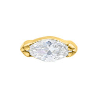 Goldener Titan Aufsatz mit klarem Kristall, 0,8 mm Goldener Aufsatz mit klarem Marquise-Kristall für Piercings, 0,8 mm